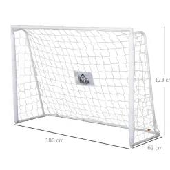 Homcom - Portería de fútbol 186x62x123 cm Blanco