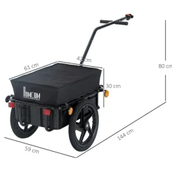 Homcom - Remolque para bicicleta Negro