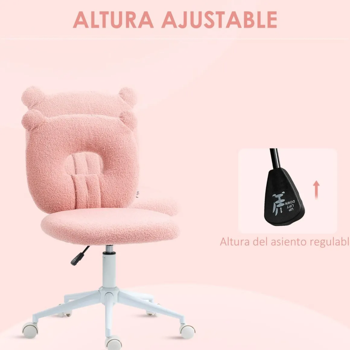 Homcom - Silla infantil de borreguito Rosa