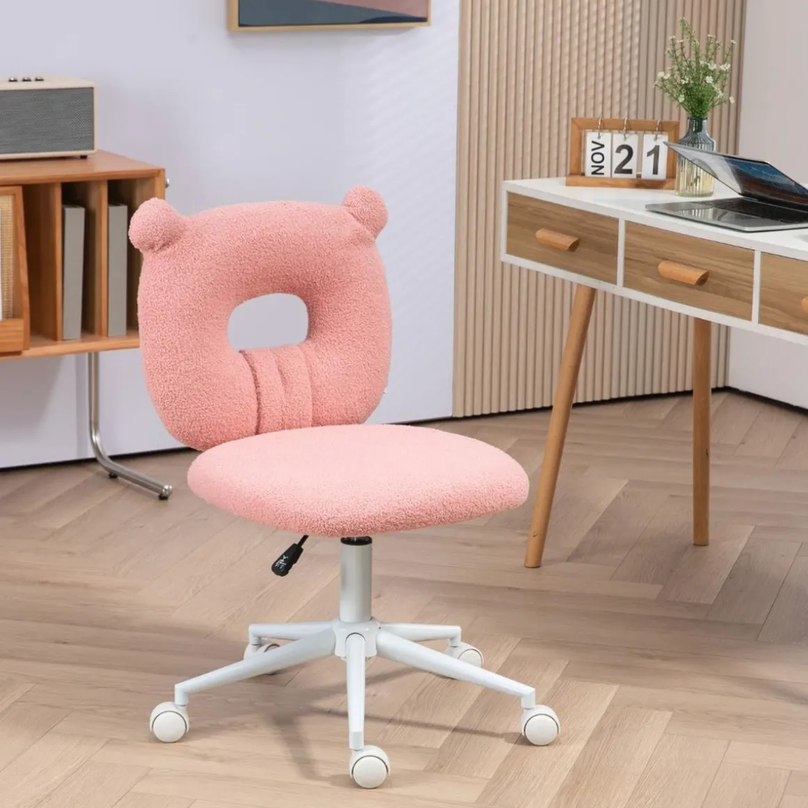 Homcom - Silla infantil de borreguito Rosa