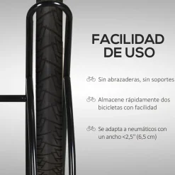 Homcom - Soporte de estacionamiento 2 bicicletas Negro