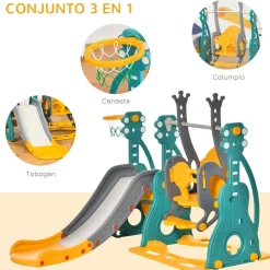 Homcom - Tobogán infantil con columpio