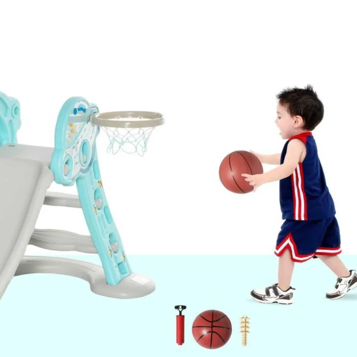 Homcom - Tobogán Infantil con Aro Baloncesto
