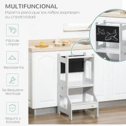 Homcom - Torre aprendizaje 2 en 1 madera Gris