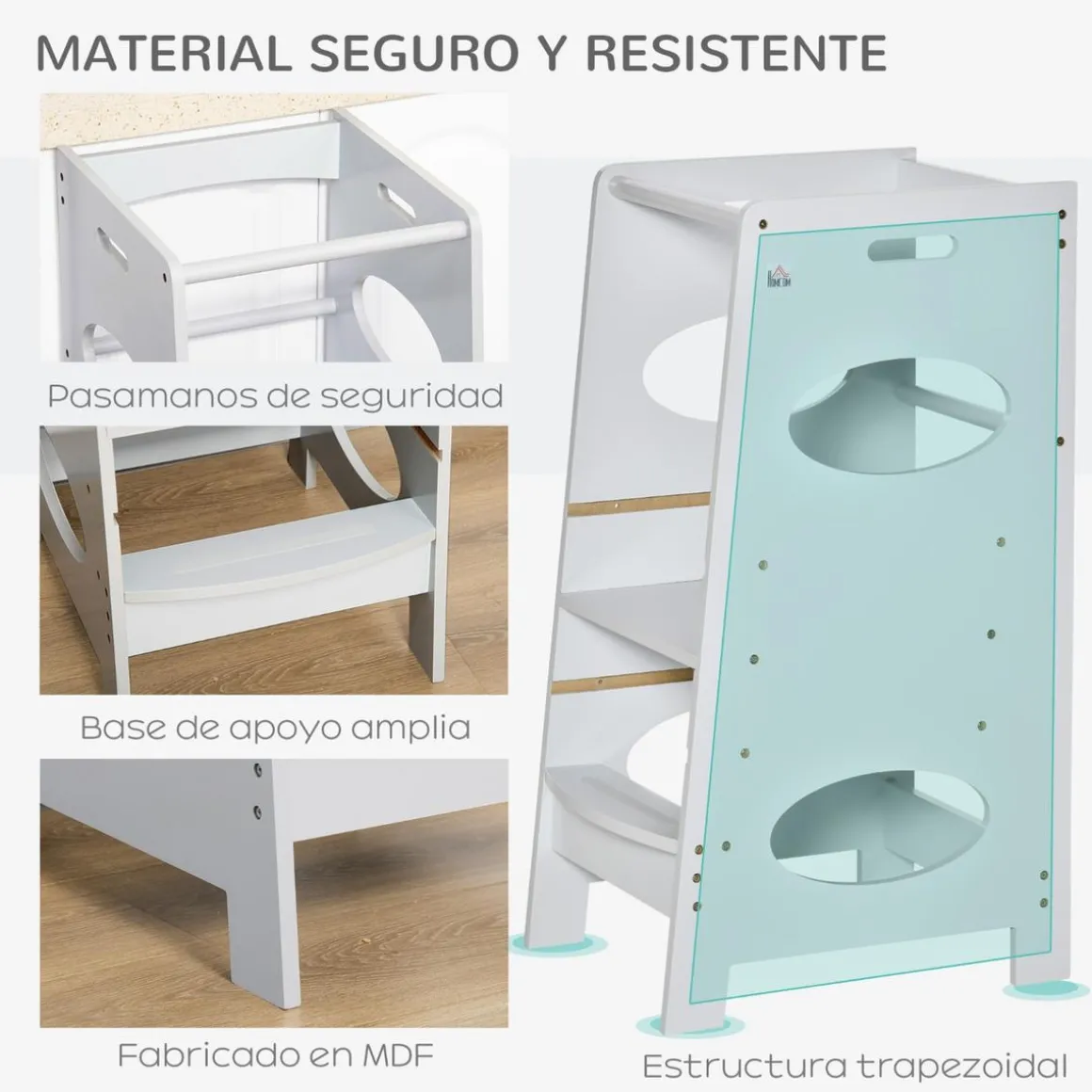 Homcom - Torre de aprendizaje madera Gris
