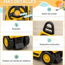 Homcom - Tractor correpasillos sin pedales amarillo
