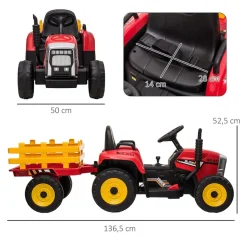 Homcom - Tractor elécrico Rojo