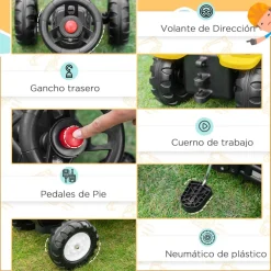 Homcom - Tractor Excavadora a pedales