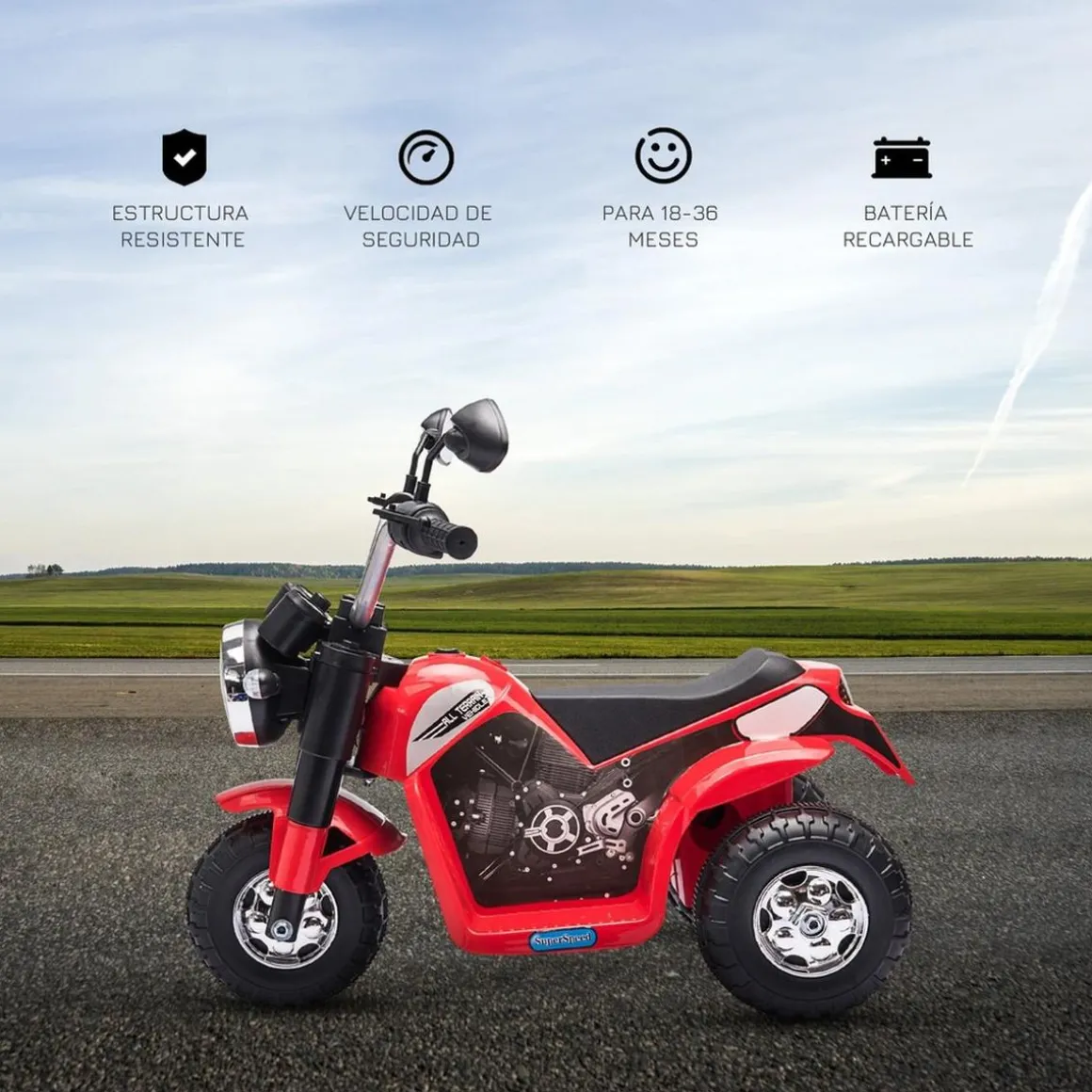 Homcom - Trimoto eléctrica custom infantil de batería