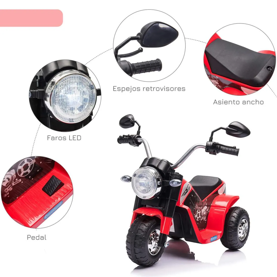 Homcom - Trimoto eléctrica custom infantil de batería