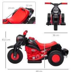 Homcom - Trimoto eléctrica batería 6 V con música y juegos Rojo