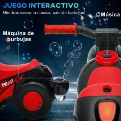 Homcom - Trimoto eléctrica batería 6 V con música y juegos Rojo