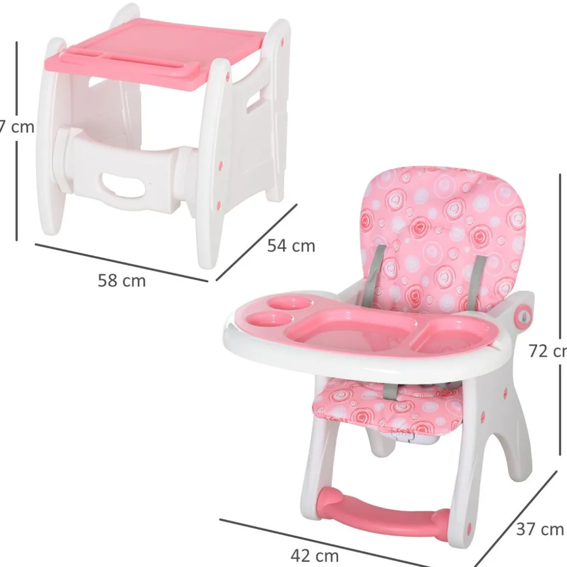 Homcom - Trona 3 en 1 rosa