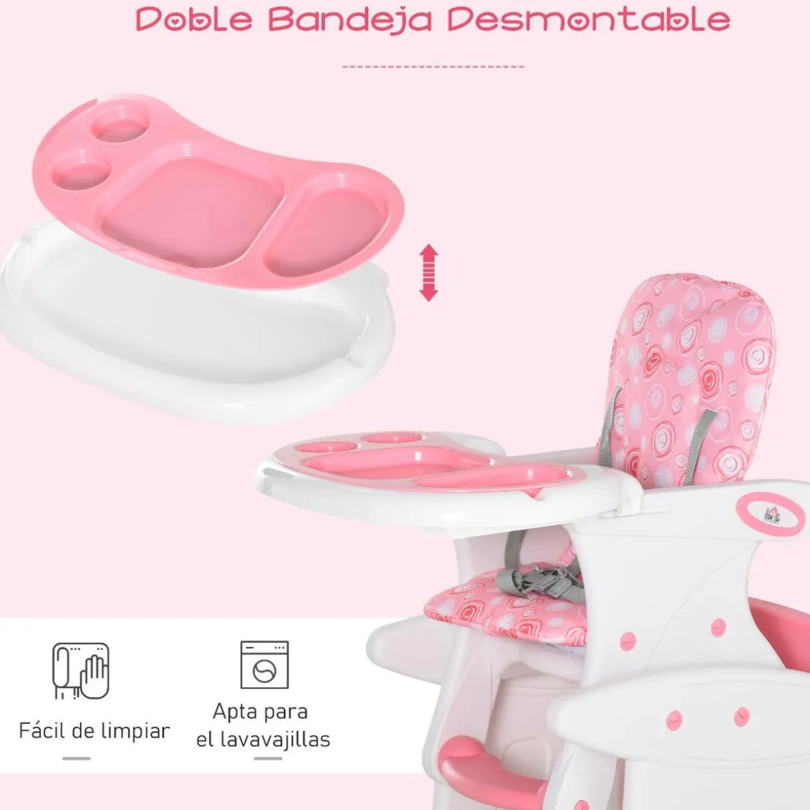 Homcom - Trona 3 en 1 rosa