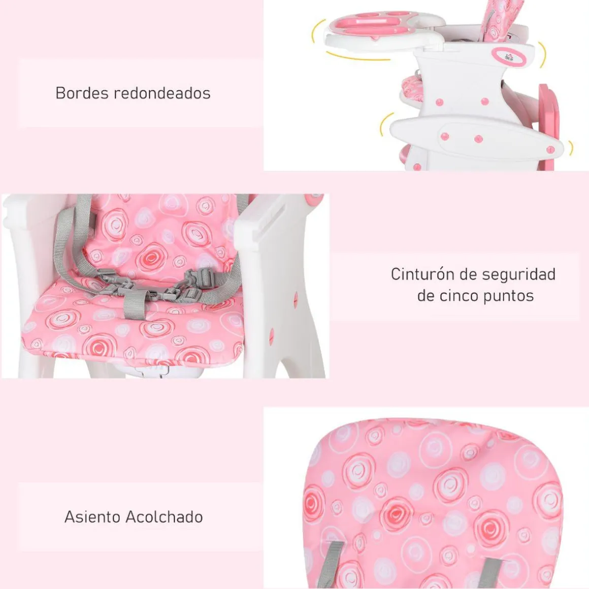 Homcom - Trona 3 en 1 rosa