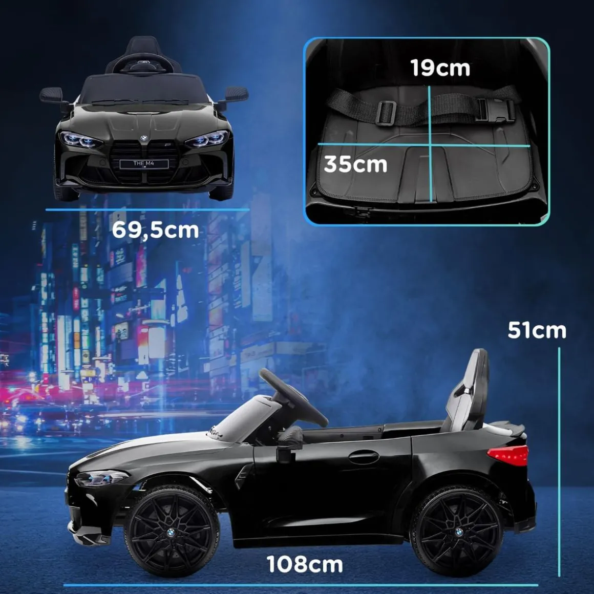 Homcom - Vehículo batería infantil BMW M4 Negro