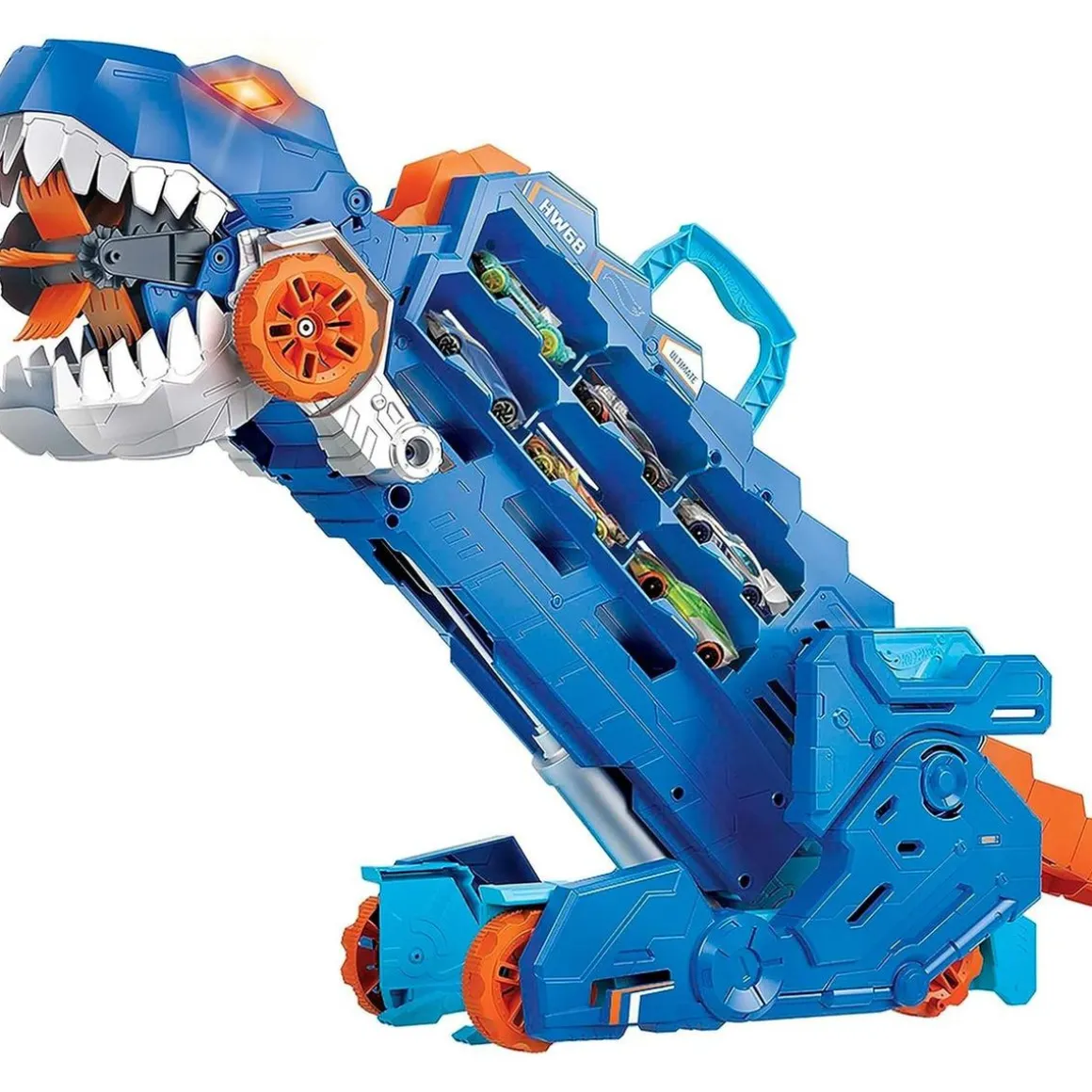 Hot Wheels - Camión T-Rex definitivo y pista para coches de juguete con 2 vehículos incluidos ㅤ