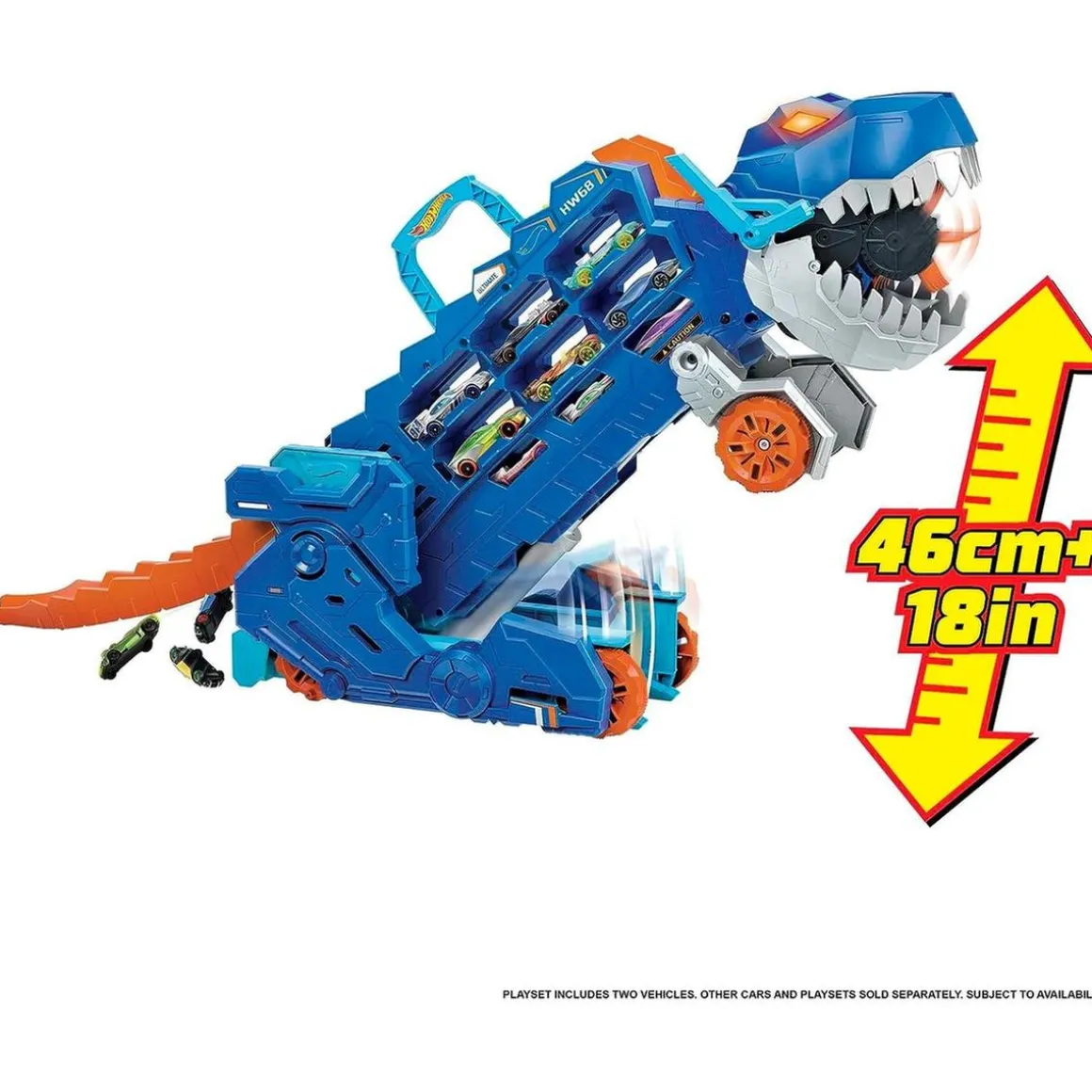Hot Wheels - Camión T-Rex definitivo y pista para coches de juguete con 2 vehículos incluidos ㅤ