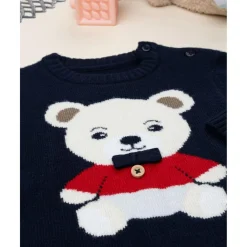 Jersey bebé azul con osito bordado