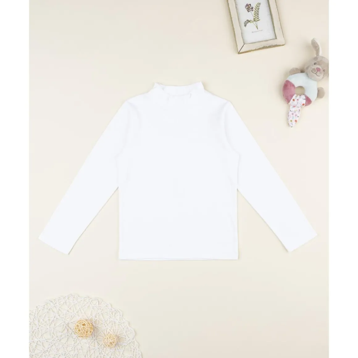 Jersey cuello alto blanco niño