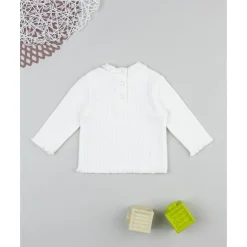 Jersey de niña en canalé blanco