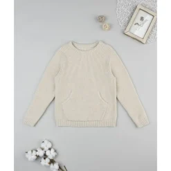 Jersey de niño beige con bolsillo