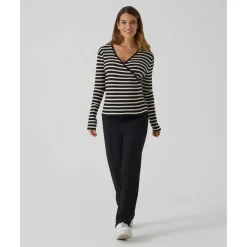 Jersey lactancia a rayas negro y beige