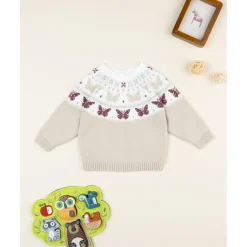 Jersey niña beige con mariposas