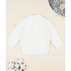 Jersey tricot blanco con parche en la manga para niño