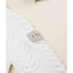 Jersey tricot blanco con parche en la manga para niño