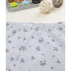 Leggings grises de niña con estampado floral allover