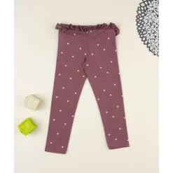 Leggings niña rosa antiguo con volantes