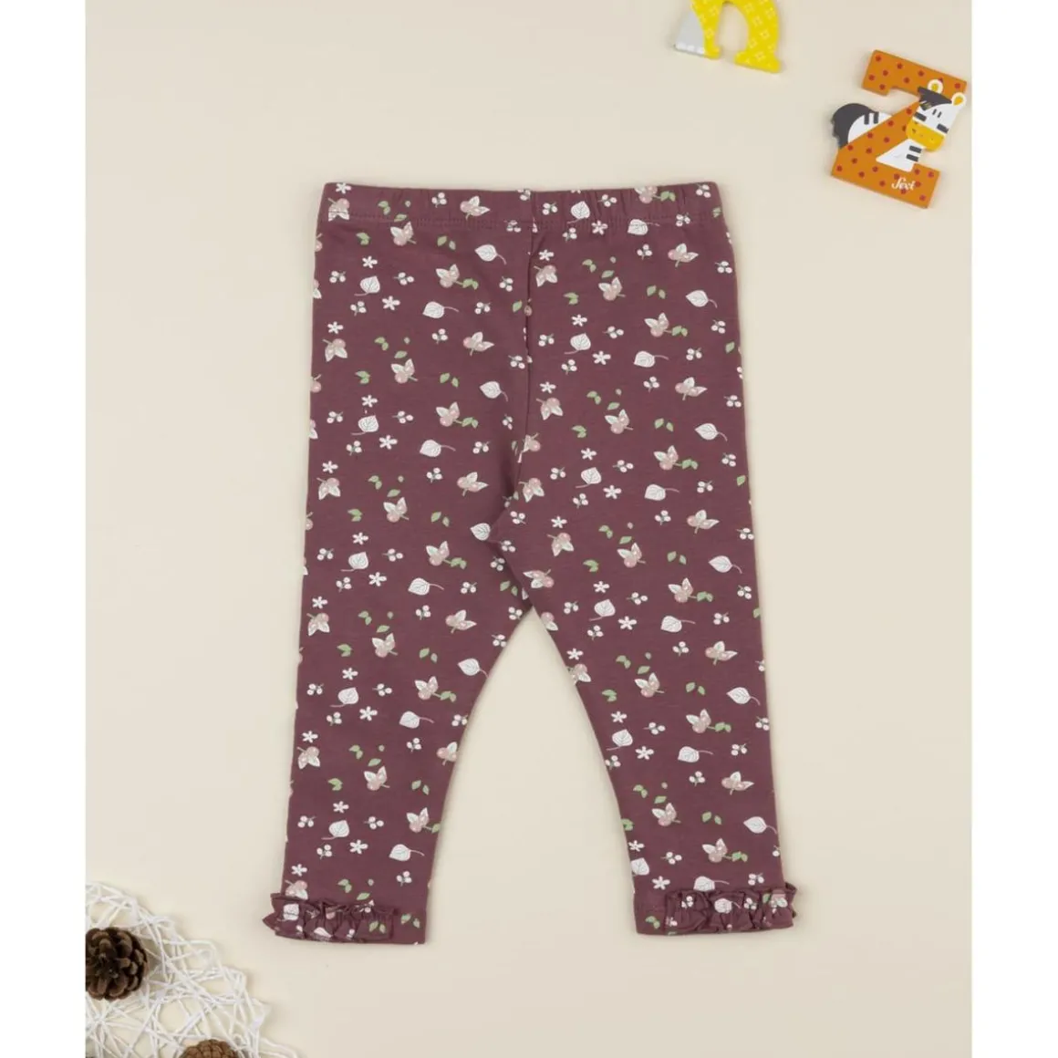 Leggings niña rosa antiguo con estampado floral