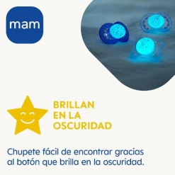 Mam - Chupete Perfect Night silicona brillante 2-6 meses neutro