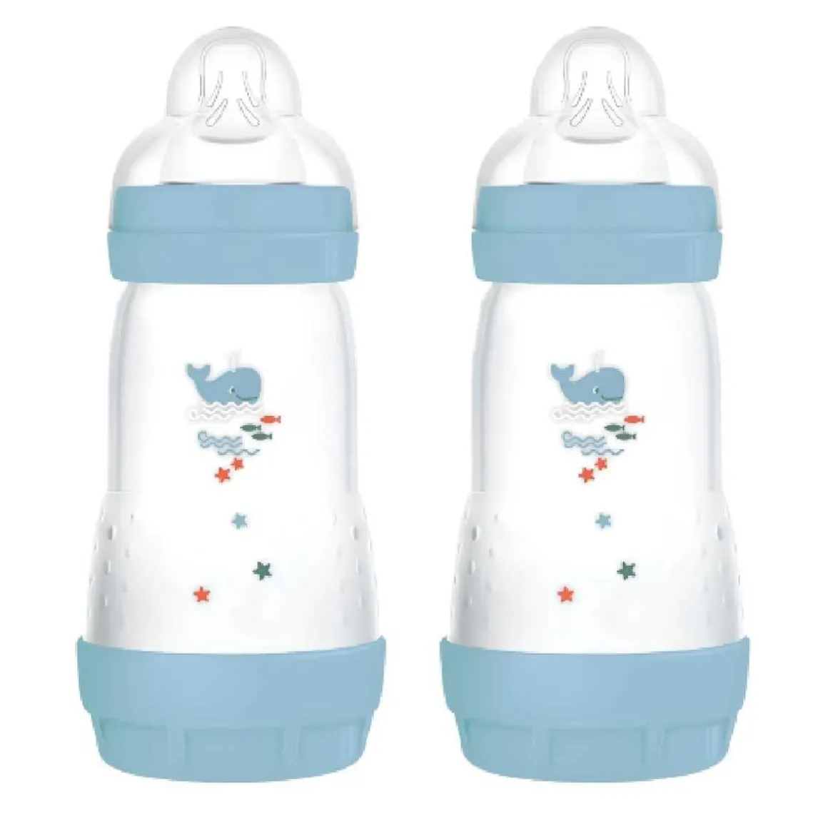 MAM - Conjunto 2 biberones Easy Active anticólicos 260 ml Azul