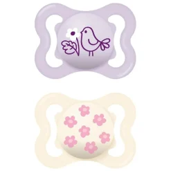 Mam - Pack 2 chupetes Supreme Night silicona brillante 2-6 meses rosa
