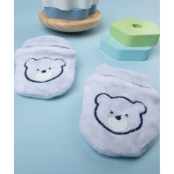 Manoplas de felpa grises para recién nacido