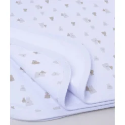 Manta interlock blanca con ositos para recién nacido