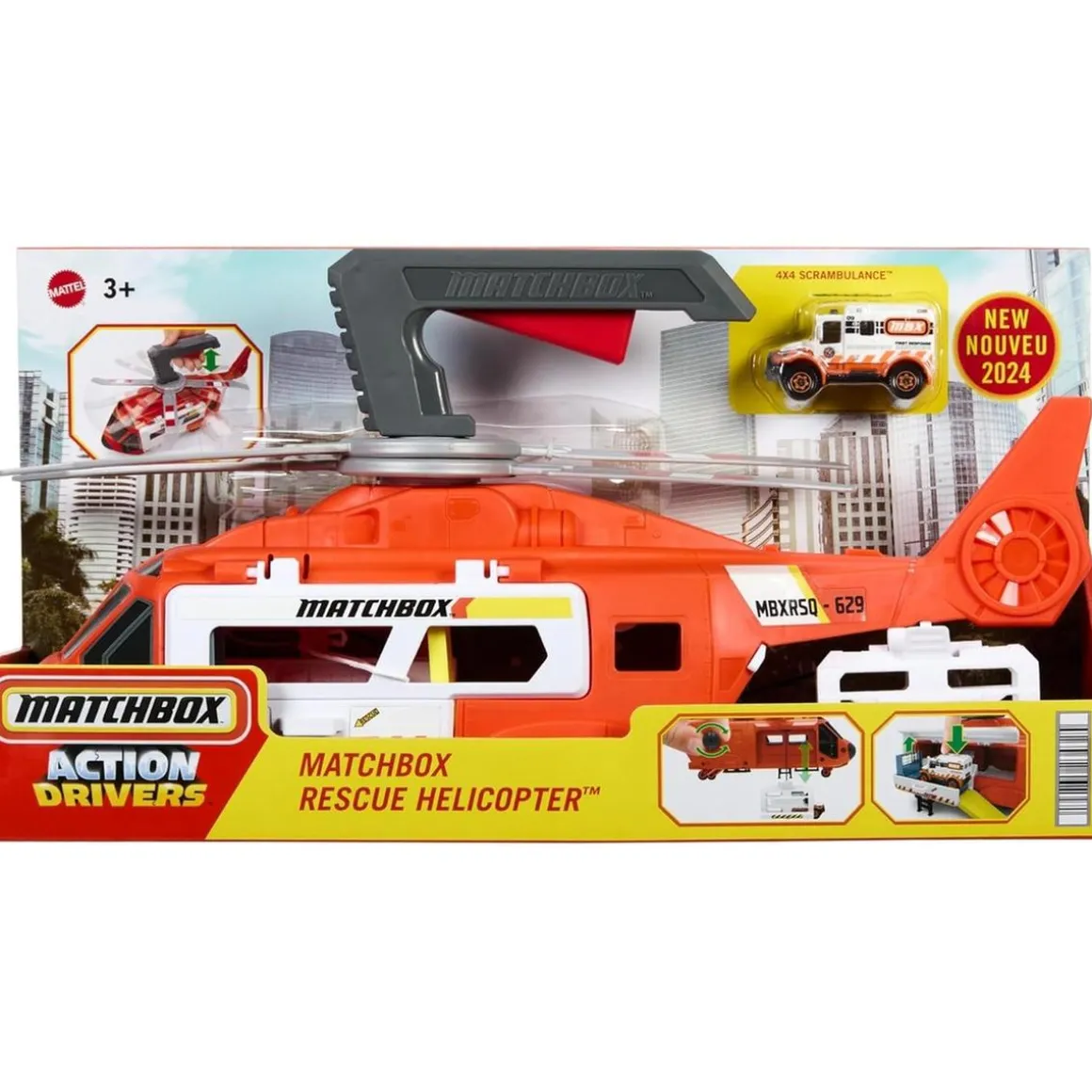 Matchbox - Juego de vehículos con helicóptero de rescate