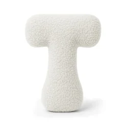 MeowBaby - Almohada Infantil con Forma de Letra “T” Color Blanco Roto “Bearly T”