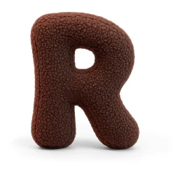 MeowBaby - Almohada Infantil con Forma de Letra “R” Color Marrón Oscuro “Bearly R”