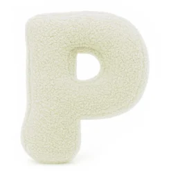 MeowBaby - Almohada Infantil con Forma de Letra “P” Color Crema “Bearly P”