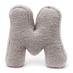 MeowBaby - Almohada Infantil con Forma de Letra “M” Color Gris Claro “Bearly M”
