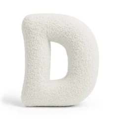 MeowBaby - Almohada Infantil con Forma de Letra “D” Color Blanco Roto “Bearly D”