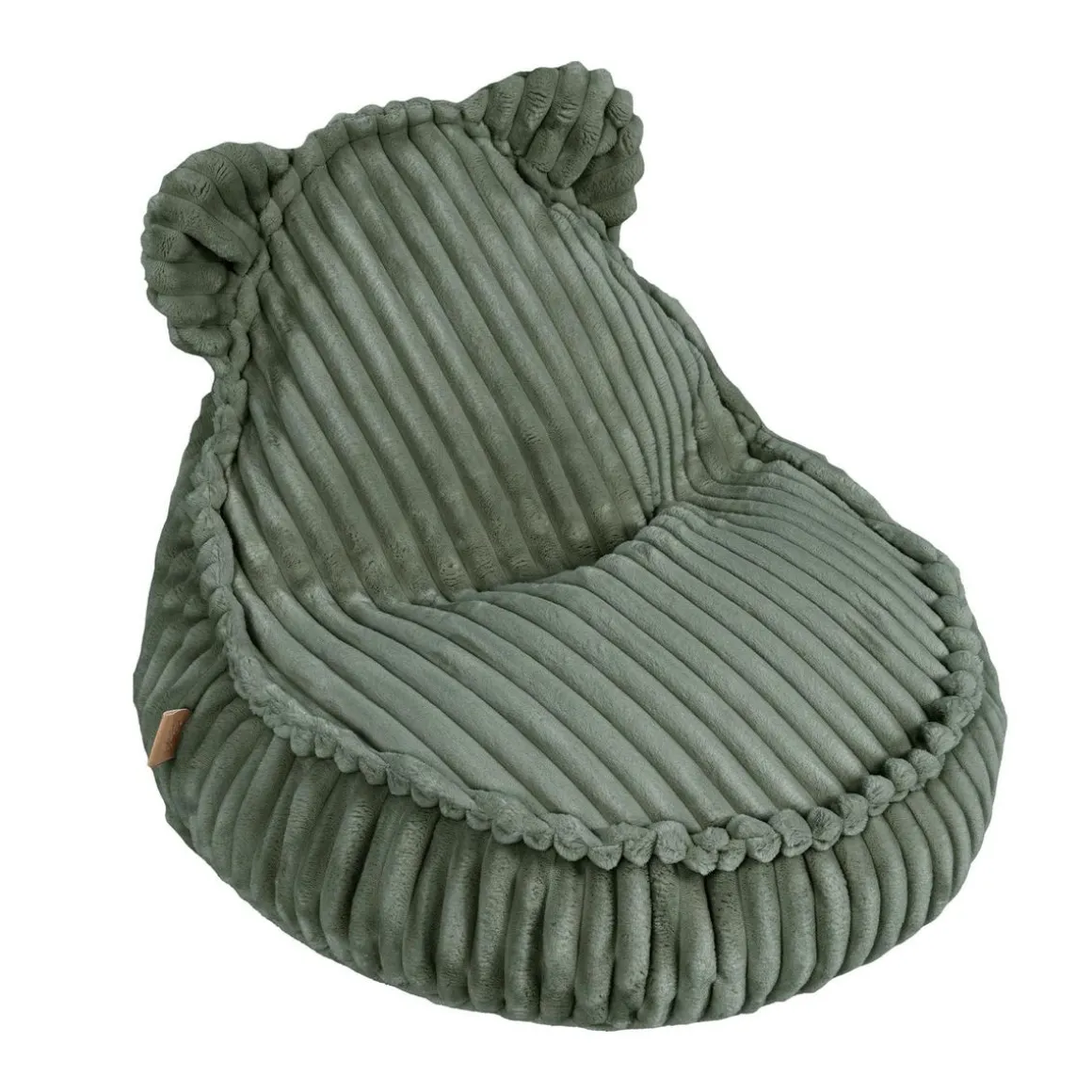 MeowBaby - Churros Sako Bag Teddy – Puf infantil en verde oliva