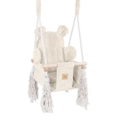 MeowBaby - Columpio Infantil de Interior Cuadrado Color Crudo “Square Swing Ecru”