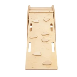 MeowBaby - Mecedora Infantil de Madera Natural con Escalera y Cojín Gris “Medium Dream Rocker Classic”