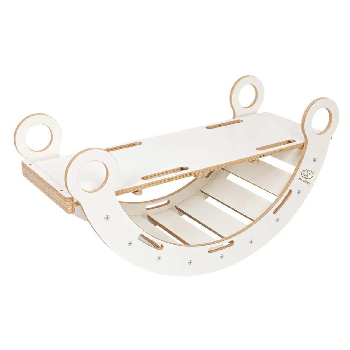 MeowBaby - Mecedora Infantil Blanca con Tobogán “Medium Dream Rocker White Wood”