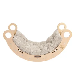 MeowBaby - Mecedora Infantil de Madera Natural con Escalera y Cojín Beige “Medium Dream Rocker Classic”