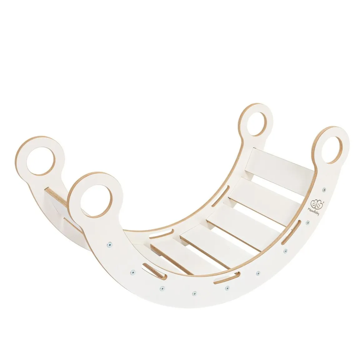 MeowBaby - Mecedora Infantil Blanca con Cojín Rosa “Medium Dream Rocker White Wood”